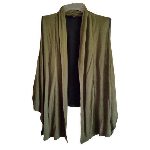 Open Water Fall Cardigan Vest in Olive Green - Picture 1 of 9